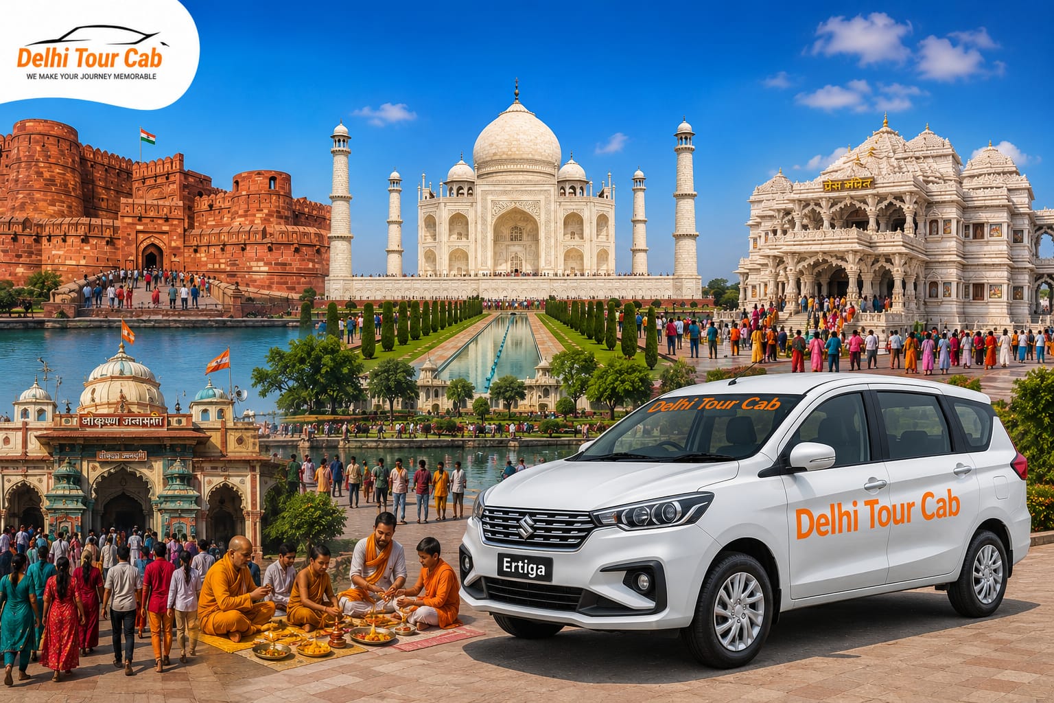 Oneday Delhi to Agra Mathura Vrindavan tour by car