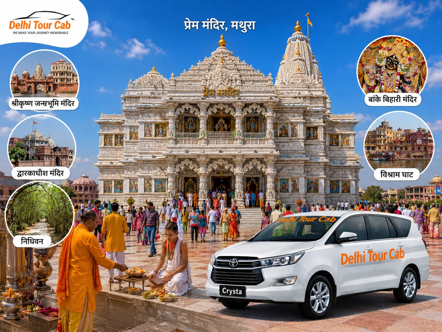 Oneday Delhi to Mathura Vrindavan tour by car